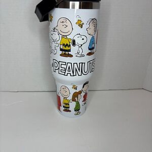 Peanuts Snoopy All-Over Character Print White 40 Oz Stainless Steel Water Bottle